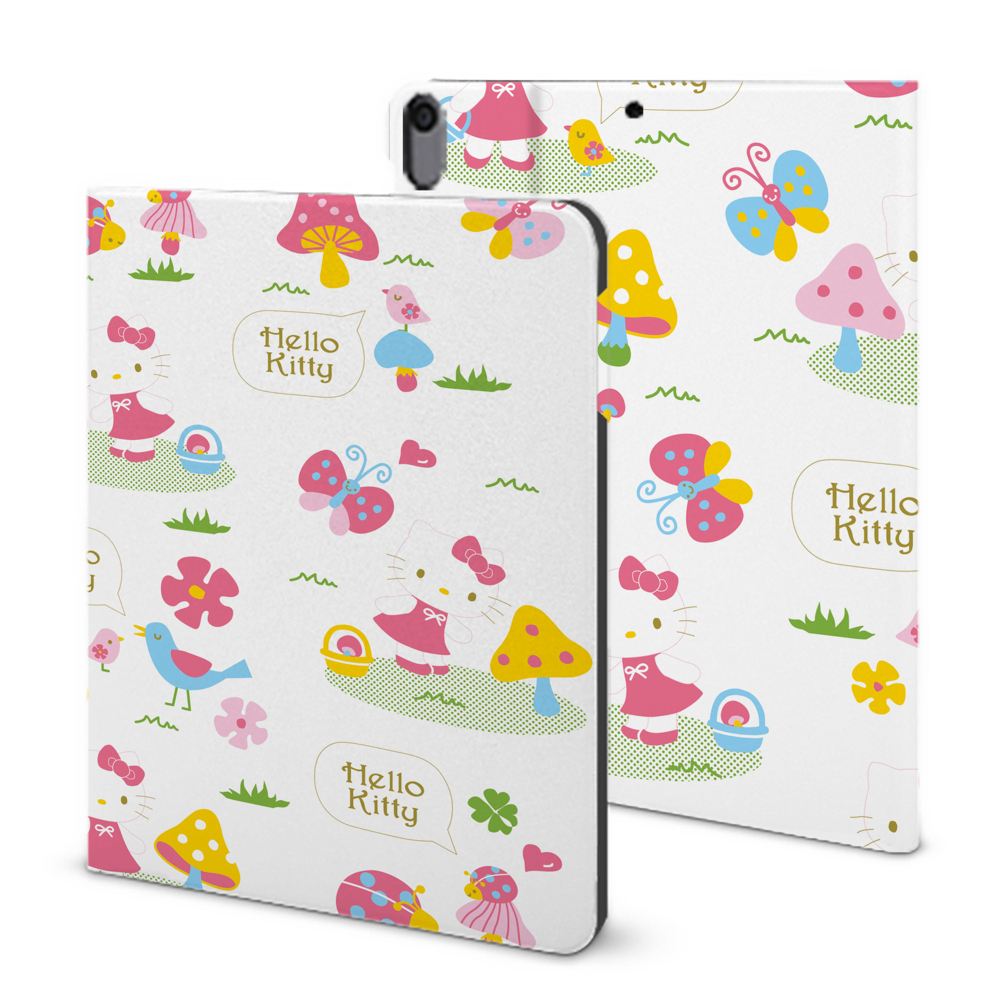 （画像用） Hello Kitty ハローキティ IPad ケース ブック型 PUレザー TPU 耐衝撃 軽量 薄型 ペン収納なし 全面保護 IPad 各モデル対応